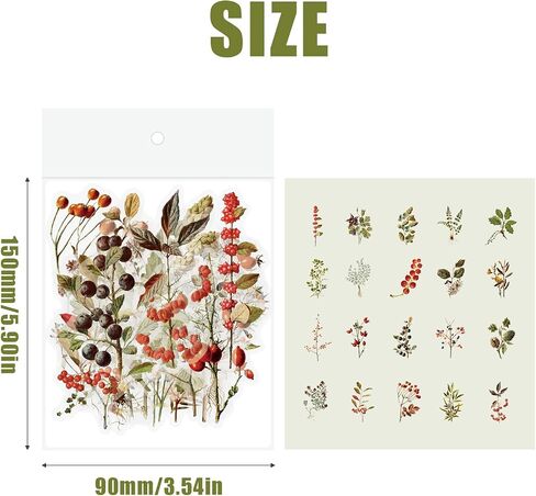 120pcs Plant Journaling Stickers, Waterproof Transparent Vintage Fern Mushroom Flower Nature Scrapbook Sticker for DIY Crafts Cards, Water Bottle, Phone Case, Laptop, Journal Album Decoration in Saudi Arabia