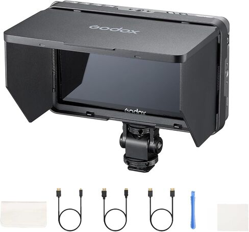 شاشة Godox GM6s Pro Kit2 تعمل باللمس 5.5 بوصة، شاشة لمس ميدانية للكاميرا 2000nit HD 1920x1080 IPS، سلسلة ألوان Rec.709، دعم LUT ثلاثي الأبعاد، مدخل/خارج HDMI 4K مع شاشة كاميرا منخفضة استهلاك الطاقة 10 وات in Saudi Arabia