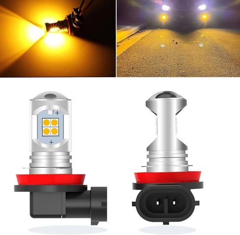 Upgraded H11 H8 H16 LED Fog Light Bulbs or Daytime Running Lights, Super Bright 3030 LED Chips 6000K Xenon White for 12V Cars,Trucks, SUVs, Vans, Non-Polarity, Play and Plug (Pack of 2) in Saudi Arabia