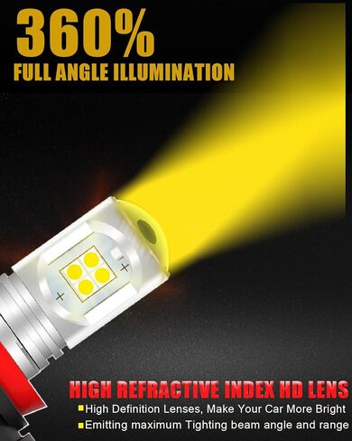 Upgraded H11 H8 H16 LED Fog Light Bulbs or Daytime Running Lights, Super Bright 3030 LED Chips 6000K Xenon White for 12V Cars,Trucks, SUVs, Vans, Non-Polarity, Play and Plug (Pack of 2) in Saudi Arabia