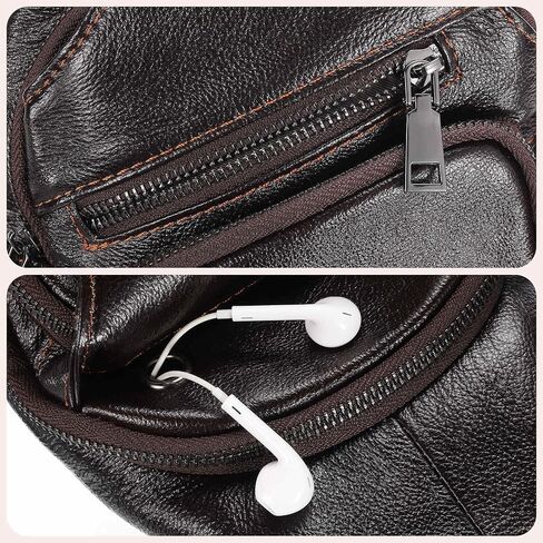 Genuine Leather Small Sling Bag - 6.69"x12.6" (LXH) Good for Men and Women Hiking Travel - Multipurpose Casual Small Packs Crossbody Chest Bag Backpack Coffee in Saudi Arabia