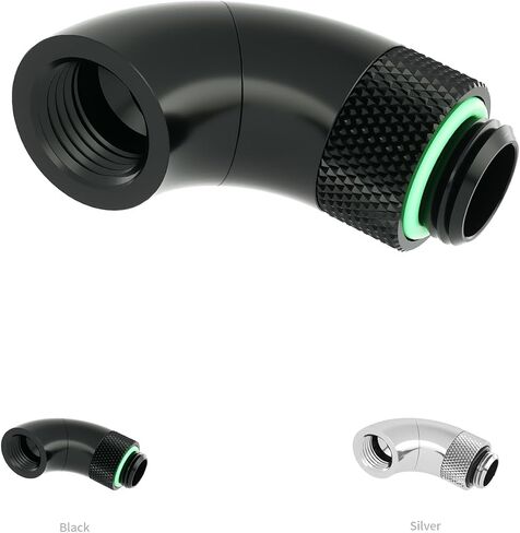 Barrow G1/4" 180° Water Cooling Fitting, Male to Female Swivel Connector, 360° Rotary Swivel Snake Fitting, Snake 4-way Rotary Adapter (Black,2Pcs) in Saudi Arabia