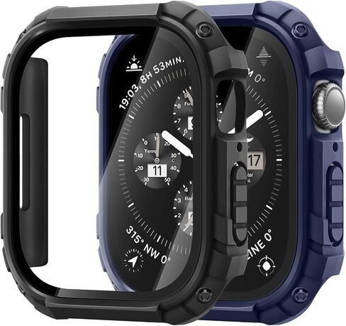 عبوتان من غطاء ساعة Apple، حافظة مدرعة متينة متوافقة مع iWatch SE/6/5/4 مقاس 44 ملم مع واقي شاشة مدمج من الزجاج المقوى الحساس للمس in Kuwait