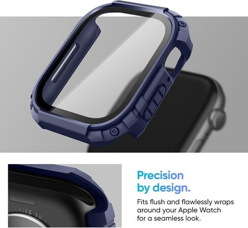 عبوتان من غطاء ساعة Apple، حافظة مدرعة متينة متوافقة مع iWatch SE/6/5/4 مقاس 44 ملم مع واقي شاشة مدمج من الزجاج المقوى الحساس للمس in Kuwait