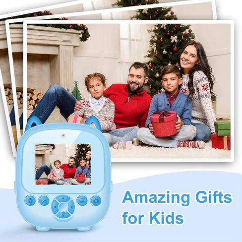 كاميرا رقمية للأطفال، 1080 بكسل 2.4 بوصة كاميرا طباعة فورية للأطفال مع ورق طباعة، بطاقة SD، أقلام ملونة، هدايا عيد الميلاد للأولاد والبنات بعمر 3-12 عامًا، أزرق in Kuwait