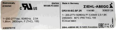 200/277V 2.3/1.6A 0.43KW 2350RPM Cooling Fan in Saudi Arabia