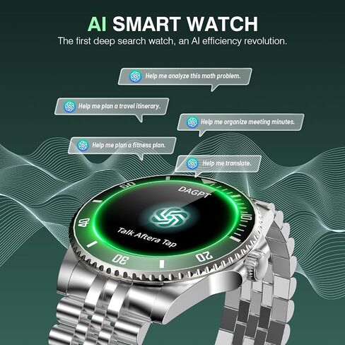 ساعة ذكية 2025 DA GPT للرجال مع مكالمات بلوتوث، معدل ضربات القلب، ضغط الدم، SpO2، مراقب النوم، 107 أوضاع رياضية، ساعة دائرية مقاومة للماء، شاشة AMOLED 1.19 بوصة، متوافقة مع Android وiOS in Kuwait