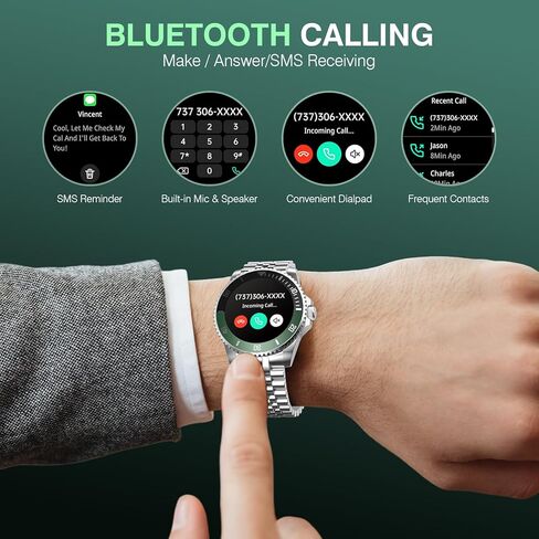 ساعة ذكية 2025 DA GPT للرجال مع مكالمات بلوتوث، معدل ضربات القلب، ضغط الدم، SpO2، مراقب النوم، 107 أوضاع رياضية، ساعة دائرية مقاومة للماء، شاشة AMOLED 1.19 بوصة، متوافقة مع Android وiOS in Kuwait