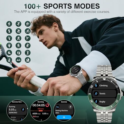 ساعة ذكية 2025 DA GPT للرجال مع مكالمات بلوتوث، معدل ضربات القلب، ضغط الدم، SpO2، مراقب النوم، 107 أوضاع رياضية، ساعة دائرية مقاومة للماء، شاشة AMOLED 1.19 بوصة، متوافقة مع Android وiOS in Kuwait