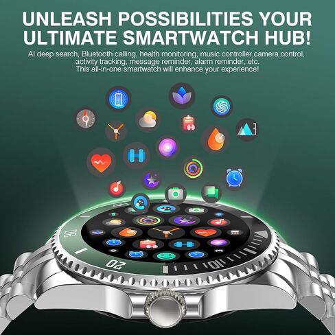 ساعة ذكية 2025 DA GPT للرجال مع مكالمات بلوتوث، معدل ضربات القلب، ضغط الدم، SpO2، مراقب النوم، 107 أوضاع رياضية، ساعة دائرية مقاومة للماء، شاشة AMOLED 1.19 بوصة، متوافقة مع Android وiOS in Kuwait