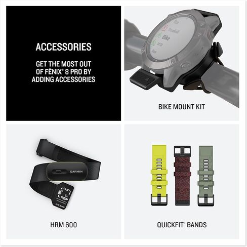 Garmin Fenix ​​8 Pro 51 ملم، شاشة AMOLED، تقنية inReach، ساعة ذكية متصلة متعددة الرياضات بنظام تحديد المواقع العالمي (GPS)، ياقوتي، تيتانيوم مع سوار سيليكون أسود/جرافيت، حزمة ساعة ذكية لتتبع اللياقة البدنية in Saudi Arabia