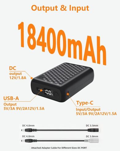 12V 18400mAh Heated Jacket Battery Pack Rechargeable Power Bank for Heating Coat UL Certified in Saudi Arabia