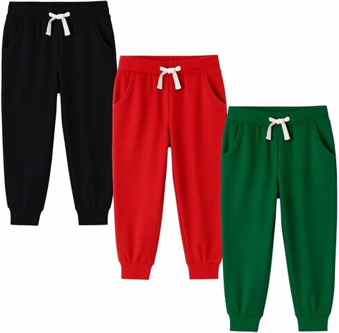 Hileelang Toddler Girls's Blants 3 عبوات سحب على القطن الفرنسي Terry Solid Conflech Pocket in Saudi Arabia