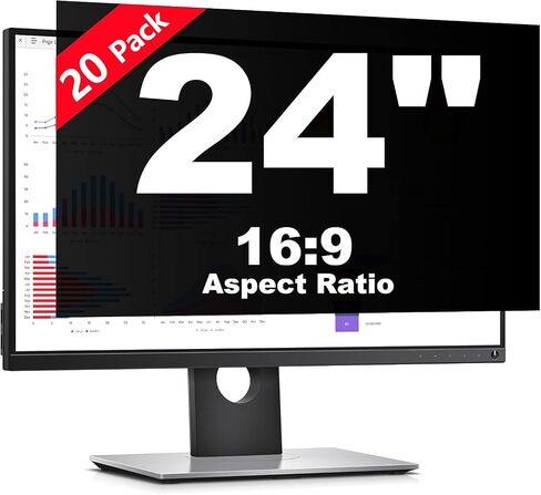 【20 Pack】 24 Inch Privacy Screen Filter for 16:9 Widescreen Monitor - Anti Glare Blue Light Blocking, Eye Protection Anti-Scratch Removable Protector in Saudi Arabia