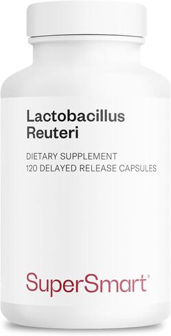 Supersmart - Lactobacillus Reuteri 5 مليار CFU يوميًا (مكمل بروبيوتيك) - صحة الجهاز الهضمي - توازن البكتيريا المعوية - توازن الدهون الطبيعي | غير معدل وراثيًا وخالي من الغلوتين - 60 كبسولة دكتورة in Kuwait