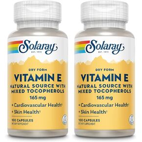 SOLARAY Vitamin E, Dry 200 IU w/Mixed Tocopherols | Healthy Cardiac Function & Skin Health Support | 100ct in Saudi Arabia