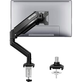 Single Monitor Arm - Gas Spring Monitor Stand for 13 to 34 Inch Screens, Adjustable VESA Mount with C-Clamp & Grommet Base, Full Motion (Tilt, Swivel, Rotation), Supports 4.4-22 lbs in Saudi Arabia