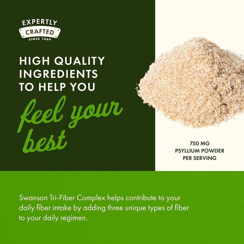 Swanson Tri-Fiber Complex - Digestive Health Supplement Made with Psyllium, Oat Bran, & Apple Pectin - (100 Capsules) in Saudi Arabia