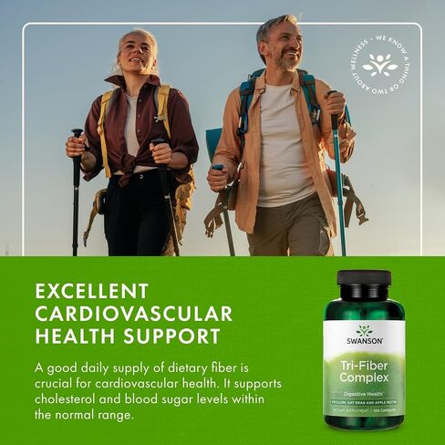 Swanson Tri-Fiber Complex - Digestive Health Supplement Made with Psyllium, Oat Bran, & Apple Pectin - (100 Capsules) in Saudi Arabia