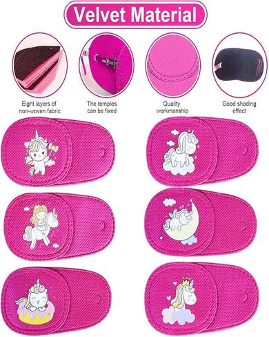 Eye Patches for Kids Girls Boys,6 Pcs Styles Eye Patch for Glasses Kids Reusable Eye Patch for Treating Lazy Eye Amblyopia Strabismus (Left Eye, Blue Transportation) in Kuwait