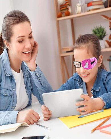 Eye Patches for Kids Girls Boys,6 Pcs Styles Eye Patch for Glasses Kids Reusable Eye Patch for Treating Lazy Eye Amblyopia Strabismus (Left Eye, Blue Transportation) in Kuwait