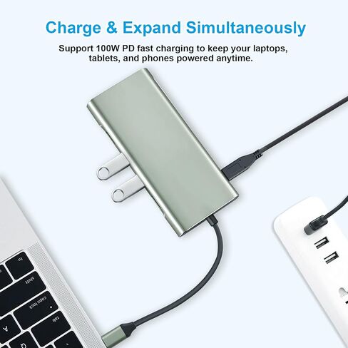 محطة إرساء USB C Hub 11 في 1، محول متعدد المنافذ من النوع C مع 4K HDMI، VGA، 100W PD، USB 3.0، RJ45 Ethernet، قارئ بطاقة SD/TF، ​​AUX، متوافق مع MacBook Pro/Air، Chromebook، أجهزة الكمبيوتر المحمولة in Kuwait