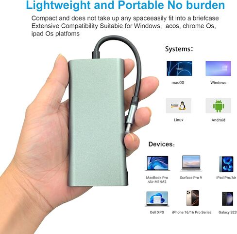 محطة إرساء USB C Hub 11 في 1، محول متعدد المنافذ من النوع C مع 4K HDMI، VGA، 100W PD، USB 3.0، RJ45 Ethernet، قارئ بطاقة SD/TF، ​​AUX، متوافق مع MacBook Pro/Air، Chromebook، أجهزة الكمبيوتر المحمولة in Kuwait