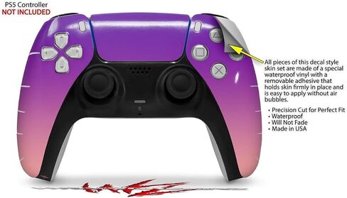 غلاف جلد WraptorSkinz متوافق مع وحدة تحكم Sony PS5 DualSense، يتلاشى بسلاسة باللون الوردي والأرجواني (وحدة التحكم غير متضمنة) in Saudi Arabia