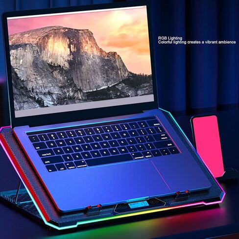 Sanpyl Laptop Cooling Pad, Laptop Cooler with 10 Turbo Fans for 12-19 in Laptops, 5 Adjustable Fan Speeds, RGB Lighting Laptop Cooling Stand, Support up to 60 Pounds (13 Fans) in Saudi Arabia