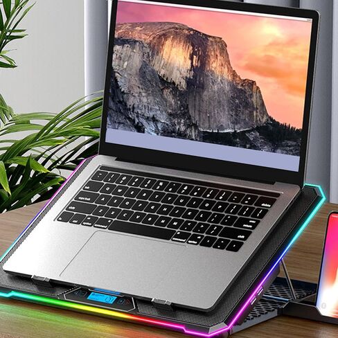 Sanpyl Laptop Cooling Pad, Laptop Cooler with 10 Turbo Fans for 12-19 in Laptops, 5 Adjustable Fan Speeds, RGB Lighting Laptop Cooling Stand, Support up to 60 Pounds (13 Fans) in Saudi Arabia