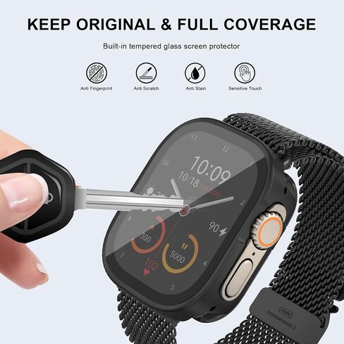 Ultra-Thin Luxury Metal Watch Case, Screen Protector for Apple Watch Ultra 2/3, Built-in Tempered Glass, 3 in 1 Full Protection AL Alloy Bumper Rugged Case in Kuwait