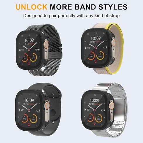 Ultra-Thin Luxury Metal Watch Case, Screen Protector for Apple Watch Ultra 2/3, Built-in Tempered Glass, 3 in 1 Full Protection AL Alloy Bumper Rugged Case in Kuwait