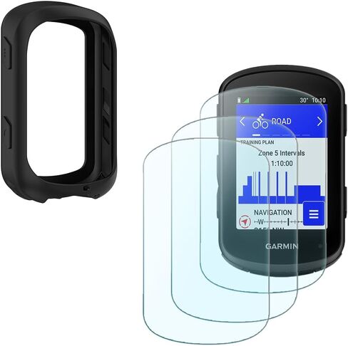 متوافق مع واقي شاشة Garmin Edge 840/Solar & Edge 540 GPS، مجموعة حافظة، طبقة حماية من الزجاج المقوى عالي الدقة مضاد للخدش وغطاء إطار ناعم من السيليكون (عبوة من 3+1) in Kuwait