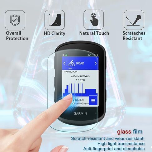 متوافق مع واقي شاشة Garmin Edge 840/Solar & Edge 540 GPS، مجموعة حافظة، طبقة حماية من الزجاج المقوى عالي الدقة مضاد للخدش وغطاء إطار ناعم من السيليكون (عبوة من 3+1) in Kuwait