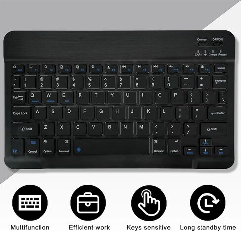 حافظة لوحة مفاتيح وماوس لجهاز Amazon Fire HD 10/10 Plus 2021/2023 مقاس 10.1 بوصة (الجيل 11/13)، لوحة مفاتيح قابلة لإعادة الشحن وقابلة للفصل مع غطاء منفذ شحن من النوع C للكمبيوتر اللوحي + الماوس (أسود) in Kuwait