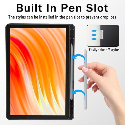 حافظة لوحة مفاتيح وماوس لجهاز Amazon Fire HD 10/10 Plus 2021/2023 مقاس 10.1 بوصة (الجيل 11/13)، لوحة مفاتيح قابلة لإعادة الشحن وقابلة للفصل مع غطاء منفذ شحن من النوع C للكمبيوتر اللوحي + الماوس (أسود) in Kuwait