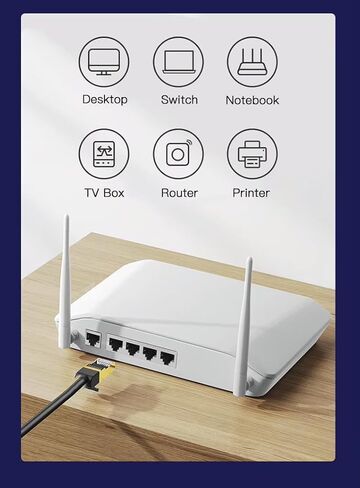 كابل إيثرنت CAT7 16FT، كابل شبكة 10 جيجابت في الثانية، RJ45 مطلي بالذهب 16FT، حماية ثلاثية، متوافق مع جهاز التوجيه والكمبيوتر والكمبيوتر المحمول in Kuwait