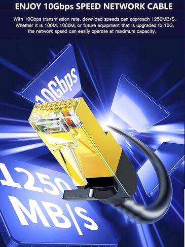 كابل إيثرنت CAT7 16FT، كابل شبكة 10 جيجابت في الثانية، RJ45 مطلي بالذهب 16FT، حماية ثلاثية، متوافق مع جهاز التوجيه والكمبيوتر والكمبيوتر المحمول in Kuwait