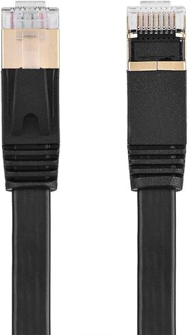 POCREATION CAT7 كابل إيثرنت CAT7 LAN شبكة RJ45 كابل 10 جيجابت في الثانية عالي السرعة 600 ميجا هرتز محمي مسطح مع موصلات RJ45 مطلية بالذهب لمودم جهاز التوجيه للكمبيوتر المحمول (5 متر / 16.4 قدم) in Kuwait