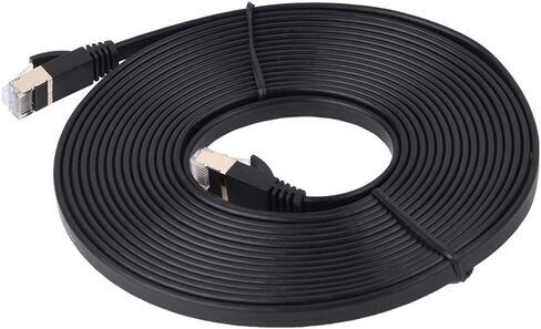 POCREATION CAT7 كابل إيثرنت CAT7 LAN شبكة RJ45 كابل 10 جيجابت في الثانية عالي السرعة 600 ميجا هرتز محمي مسطح مع موصلات RJ45 مطلية بالذهب لمودم جهاز التوجيه للكمبيوتر المحمول (5 متر / 16.4 قدم) in Kuwait