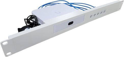 حامل شبكي مقاس 19 بوصة لبوابات Ubiquiti UCG-Ultra وUXG-Max، 1U، أحجار المفاتيح والكابلات متضمنة، مروحة تبريد (أسود) in Kuwait