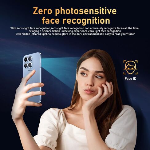 هاتف Huness 15PROMAX الذكي غير مقفل، بطارية 6800 مللي أمبير/ساعة 6.8 HD هاتف غير مقفل، 16+512 جيجابايت Android 14 مع بطاقة ذاكرة 128 جيجابايت، شريحة اتصال مزدوجة/5G/قفل بصمة الإصبع/معرف الوجه (أزرق، 16+512G) in Kuwait