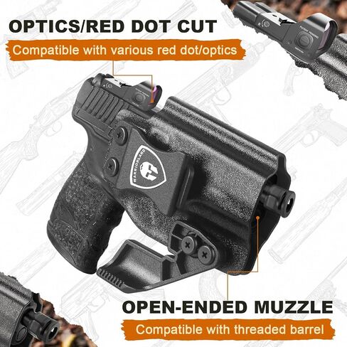 WARRIORLAND IWB Kydex Holster w/Optics Cut, Compatible with Walther PPS M2 9mm/.40 Pistol, Inside Waistband Appendix Carry, Adj. Retention & Cant, with Claw/Right- / Left-Hand Optional in Kuwait