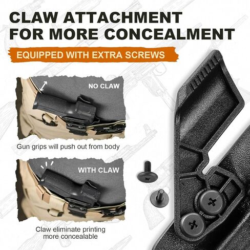 WARRIORLAND IWB Kydex Holster w/Optics Cut, Compatible with Walther PPS M2 9mm/.40 Pistol, Inside Waistband Appendix Carry, Adj. Retention & Cant, with Claw/Right- / Left-Hand Optional in Kuwait
