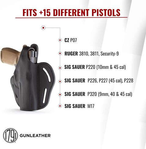 1791 GUNLEATHER Sig P320 Thumb Break Holster - حافظة مسدس جلدية OWB لليد اليمنى - تناسب Sig Sauer P220، P227، P320 و Ruger Security-9 in Kuwait
