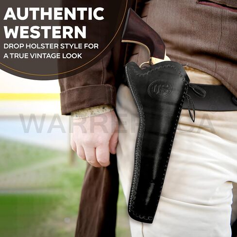 حافظة جلدية غربية طبق الأصل من Warreplica - بني، تناسب Remington 1858، Colt 1860 Army Revolver 8"، وRuger Old Army 7.5". معدات طبق الأصل متينة وأصلية. in Kuwait