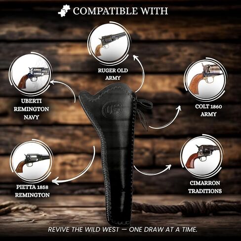 حافظة جلدية غربية طبق الأصل من Warreplica - بني، تناسب Remington 1858، Colt 1860 Army Revolver 8"، وRuger Old Army 7.5". معدات طبق الأصل متينة وأصلية. in Kuwait
