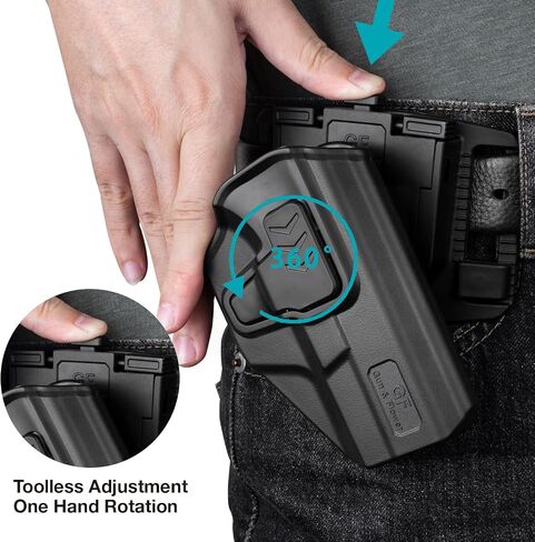 Gun & Flower Tool-Free 360° Adjustment OWB Holster, Optic/RDS Compatible for Taurus G2C G3C, Glock 19 19X 23 32 45, M&P Shield 9MM/380 EZ, Quick Release, Level 2 Retention, Belt Loop in Kuwait