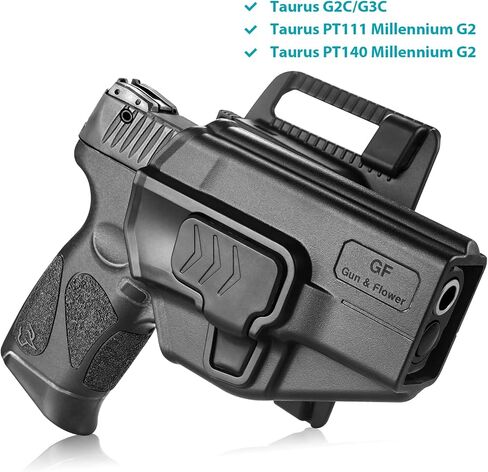 Gun & Flower Tool-Free 360° Adjustment OWB Holster, Optic/RDS Compatible for Taurus G2C G3C, Glock 19 19X 23 32 45, M&P Shield 9MM/380 EZ, Quick Release, Level 2 Retention, Belt Loop in Kuwait