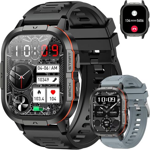 Smart Watch for Men Fitness Tracker: Waterproof Military Digital Mens Watches Running Make Answer Call Smartwatch Android Phone iPhone Samsung Compatible Sleep SpO2 Heart Rate Monitor Step Pedometer in Saudi Arabia